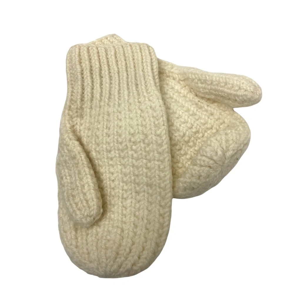 ARAN Kids Mittens Wool Natural Cream Handmade